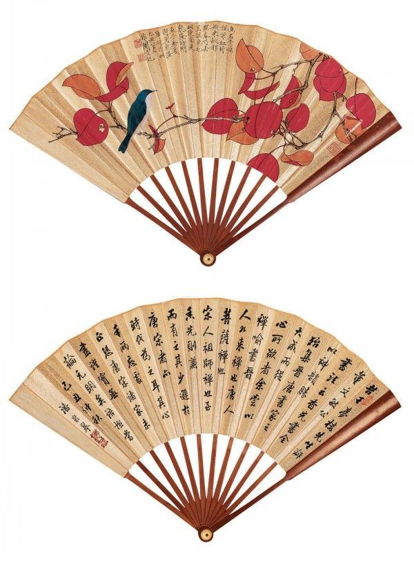 于非�/潘龄皋《红叶小鸟图》