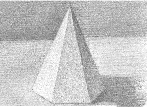 如何学素描――素描六棱锥的绘画教程