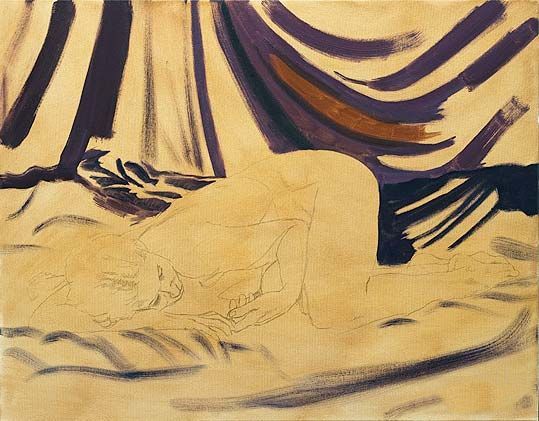 画裸体在油、女性裸体艺术演示,菲利普・豪