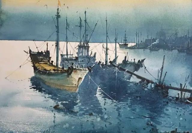 伊朗画家Javid Tabatabaei朦胧水彩画作