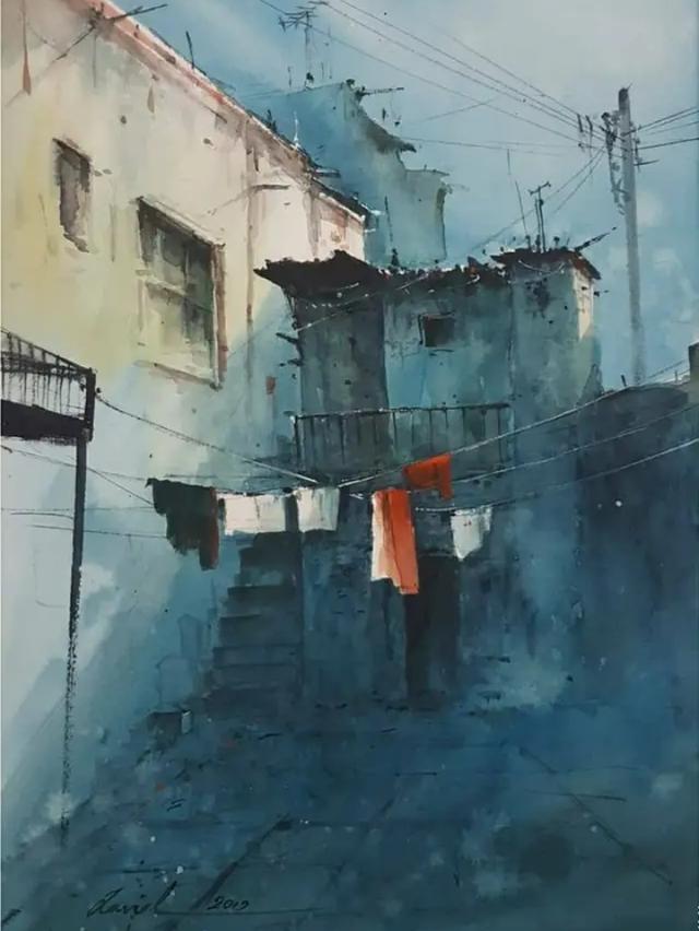 伊朗画家Javid Tabatabaei朦胧水彩画作