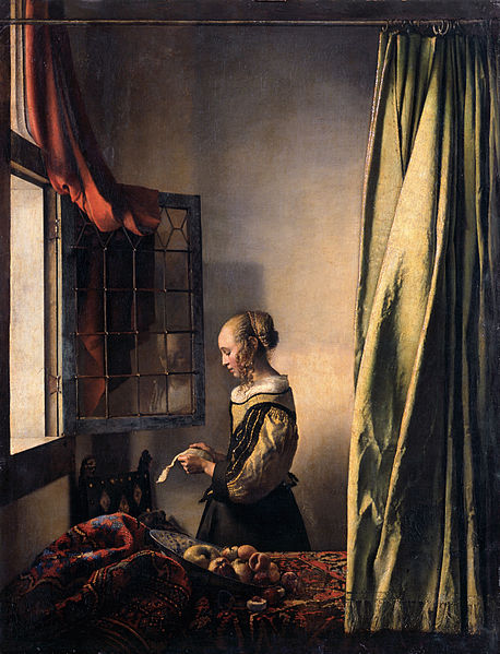 约翰内斯·维米尔（Johannes Vermeer）油画作品《窗前读信的少女》高清下载