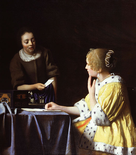 约翰内斯·维米尔(Johannes Vermeer)油画作品《女主人和女佣》高清下载
