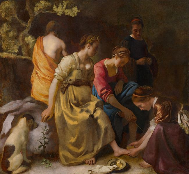 约翰内斯·维米尔（Johannes Vermeer）油画作品《狄安娜和她的同伴》高清下载
