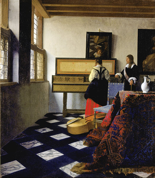 约翰内斯·维米尔（Johannes Vermeer）油画作品《音乐课》高清下载