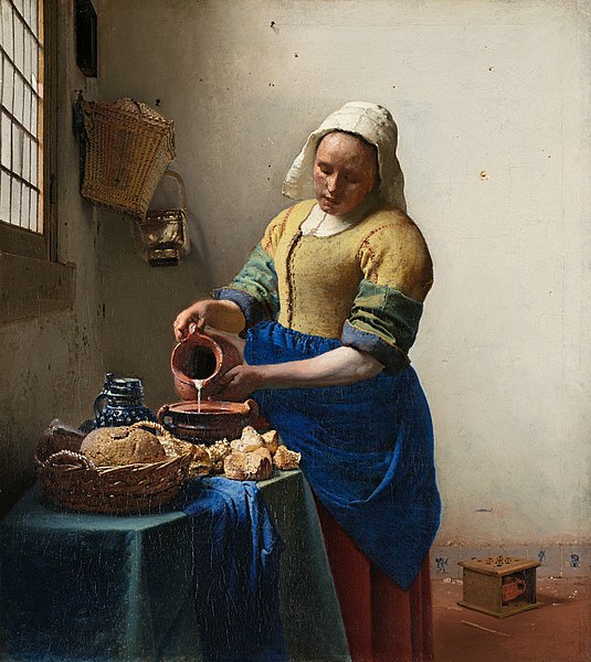 约翰内斯·维米尔（Johannes Vermeer）油画作品《倒牛奶的女仆》高清下载