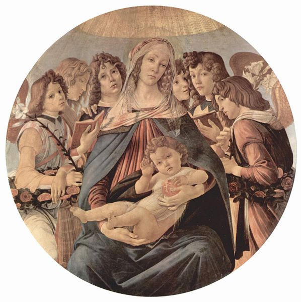  意大利画家桑德罗·波提切利（Sandro Botticelli）《持石榴的圣母》油画高清