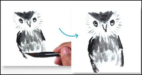 写意猫头鹰的画法