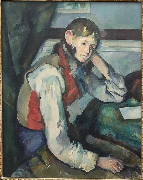 法国艺术家保罗·塞尚（Paul Cézanne）作品《穿红夹克的男孩》高清下载