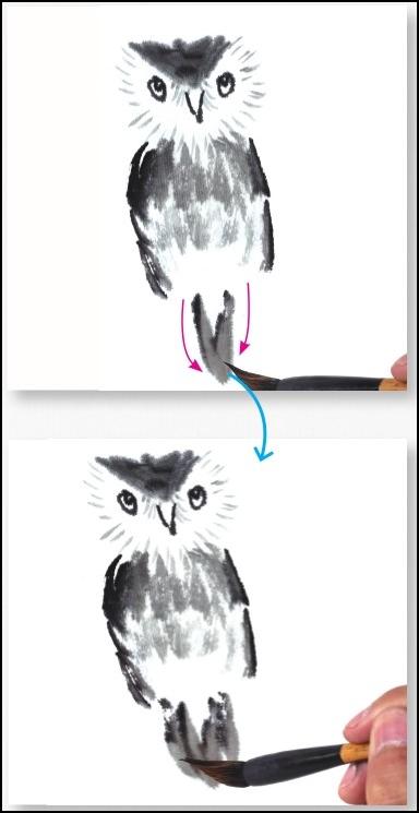 写意猫头鹰的画法