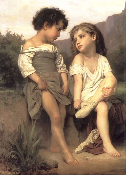 法国画家威廉·阿道夫·布格罗（William Adolphe Bouguereau)《小溪畔(1879年)》高清下载 