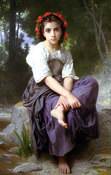 法国画家威廉·阿道夫·布格罗(William Adolphe Bouguereau)《小溪畔》高清下载