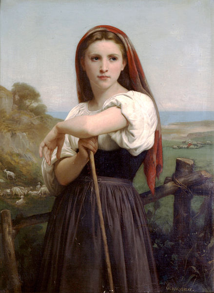 法国画家威廉·阿道夫·布格罗（William Adolphe Bouguereau)《年轻的牧羊女 (1868年)》高清下载