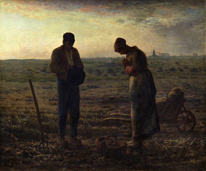 法国画家让-弗朗索瓦·米勒(Jean-Francois Millet)作品《晚祷》高清图