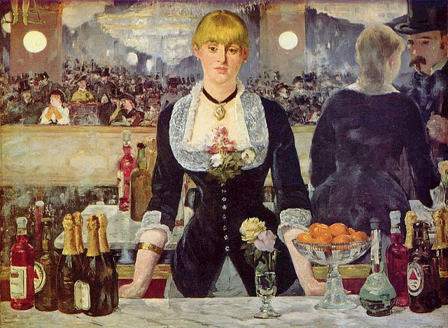 法国印象派画家爱德华·马奈（édouard Manet）作品《女神游乐厅的吧台》
