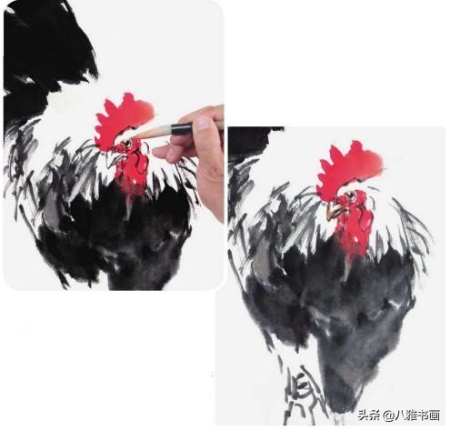 正面行走的公鸡的画法