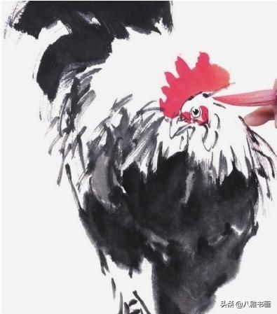 正面行走的公鸡的画法