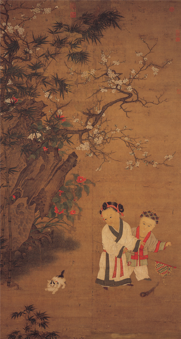 宋代作品冬日婴戏图