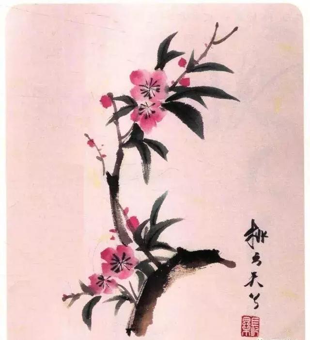 简单国画教程：桃花画法