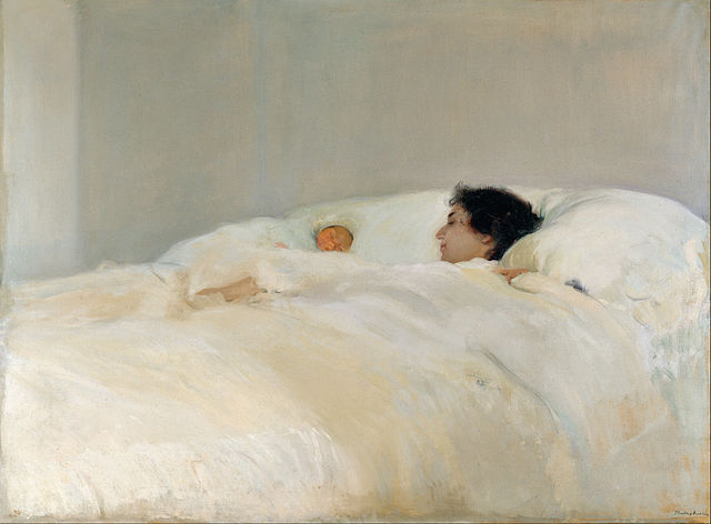 西班牙画家华金·索罗拉(Joaquin Sorolla)作品《母亲》