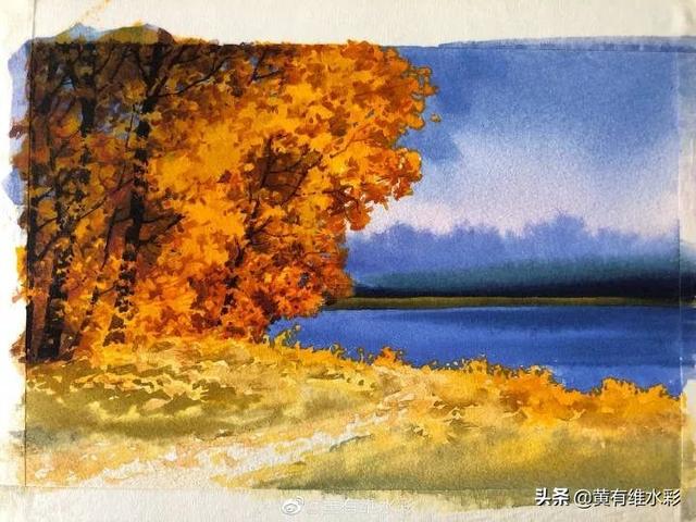 用水彩表现秋天的美景，浑然天成！（小教程）