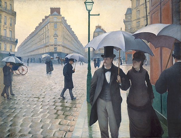 古斯塔夫·卡耶博特 Gustave Caillebotte作品《雨天的巴黎街道》