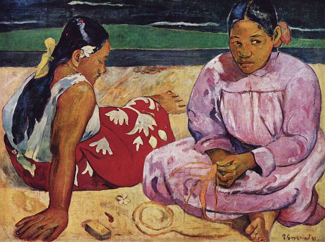 保罗·高更(paul gauguin)作品《沙滩上的大溪地女人》高清油画下载