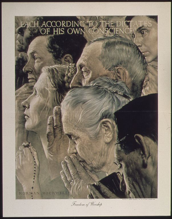 美国画家诺曼·洛克威尔（Norman Rockwell）-《信仰自由》油画高清下载