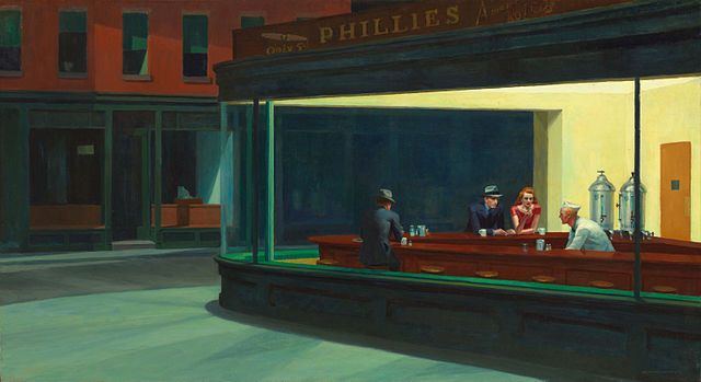 美国画家爱德华·霍普(Edward Hopper)《夜游者》油画高清下载