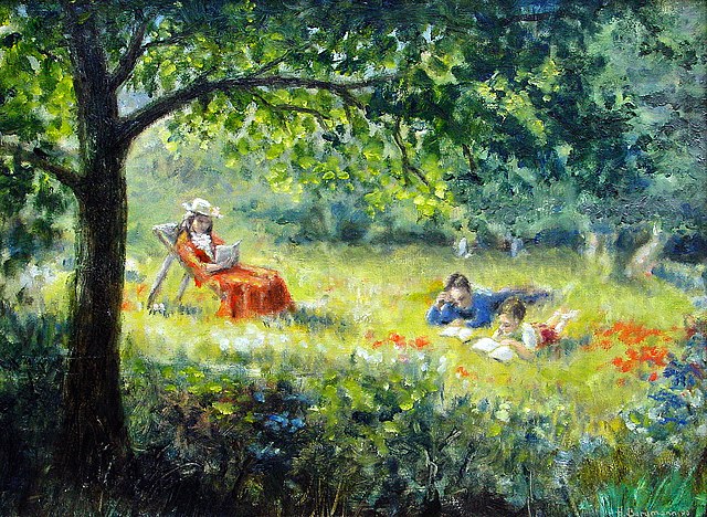 赫尔曼伯格曼(Herman Bergman)-花园油画作品高清下载