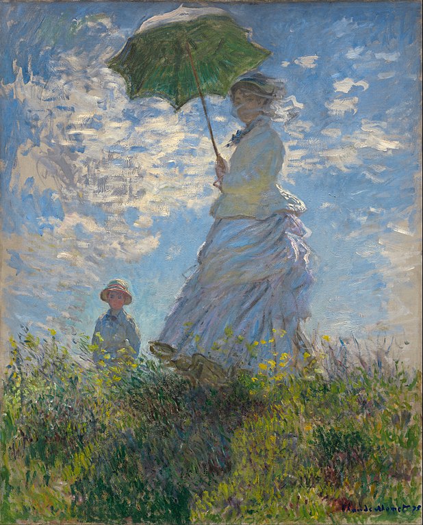 克洛德·莫奈（Claude Monet）作品《戴着阳伞的女人-莫奈夫人和她的儿子》高清下载