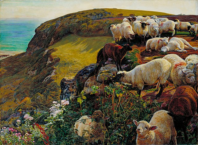 威廉·霍尔曼·亨特（William Holman Hunt ）作品《海岸流浪的羊》