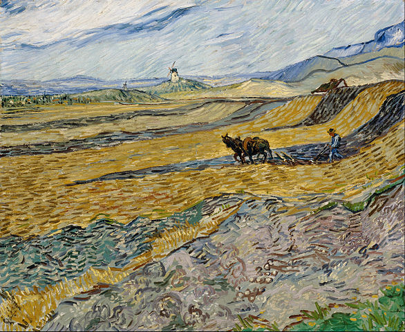 文森特·梵高（Vincent van Gogh）《有农夫的原野》高清下载