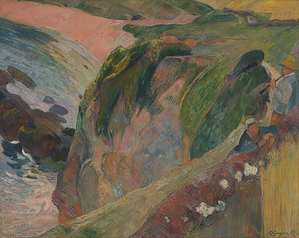 法国画家保罗·高更(Paul Gauguin)作品《悬崖上的鞭毛播放器》高清下载