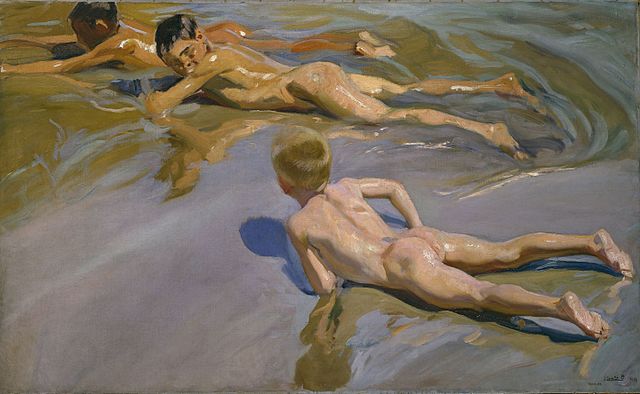 西班牙画家华金·索罗拉（Joaquin Sorolla）作品《儿童在沙滩上》