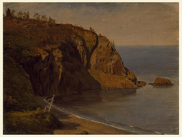 弗雷德里克·埃德温·丘奇(Frederic Edwin Church)-《加拿大大马南岛海岸》油画