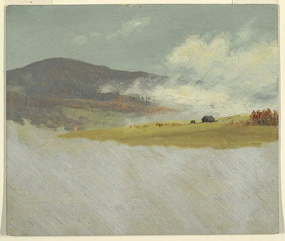 弗雷德里克·埃德温·丘奇(Frederic Edwin Church) 作品《丘陵景观》油画高清