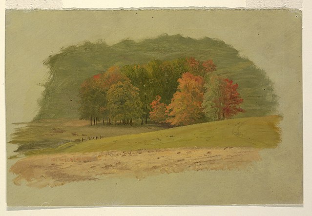 弗雷德里克·埃德温·丘奇(Frederic Edwin Church) 作品《秋天风景》油画高清
