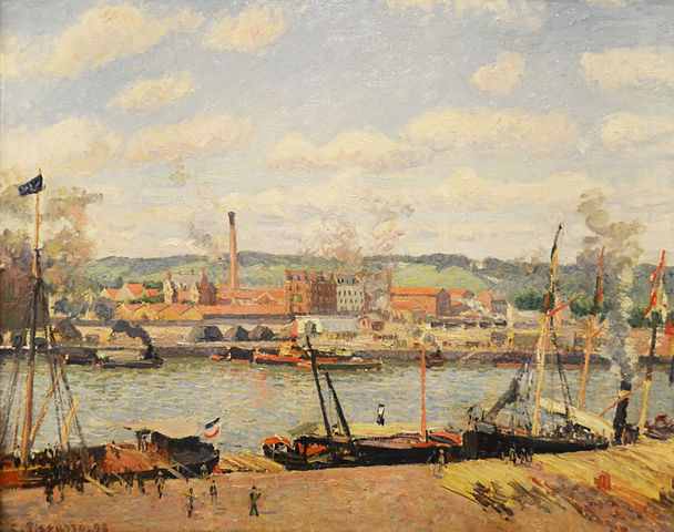 卡米尔·毕沙罗（Camille Pissarro）作品《在鲁昂附近的棉纺厂》