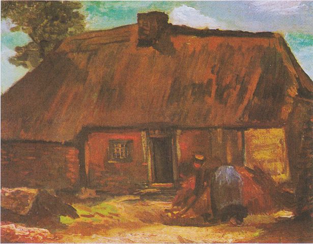 文森特·梵高(Vincent van Gogh)《农妇挖的小屋》高清下载