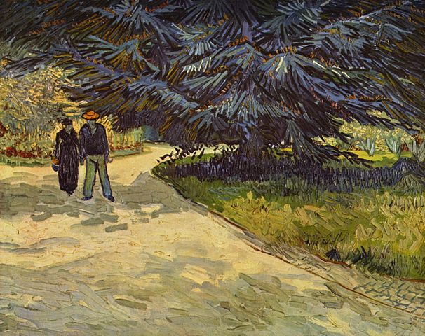 文森特·梵高（Vincent van Gogh）作品《情侣在阿尔勒公园-诗人的花园III》高清下载
