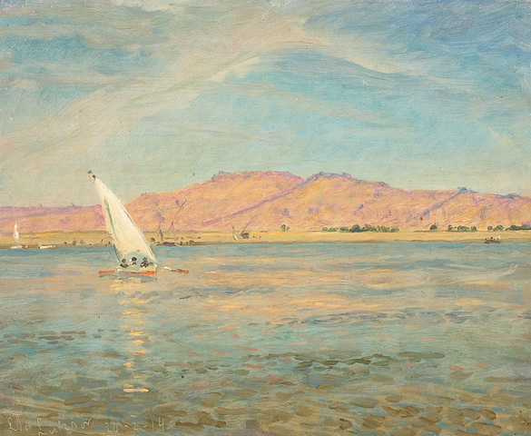 劳里特·图克森(Laurits Tuxen)作品《埃及卢克索的沿海风景》高清下载