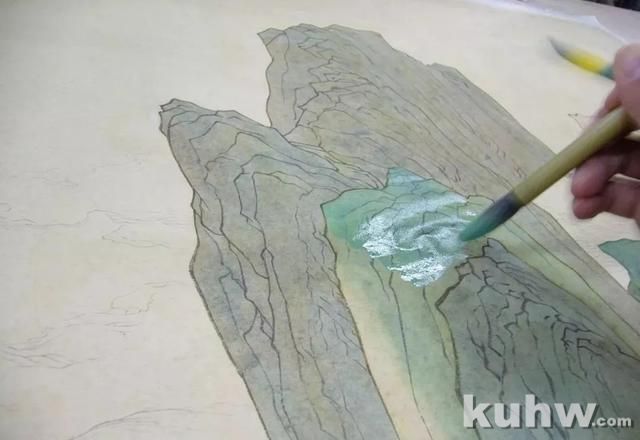 青绿山水画画法示范教程,超详细