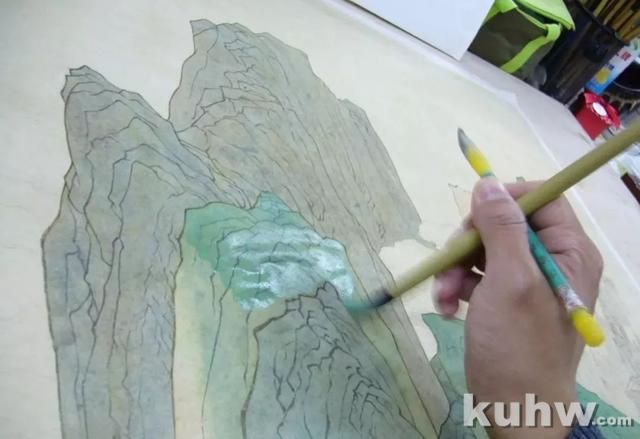 青绿山水画画法示范教程，超详细