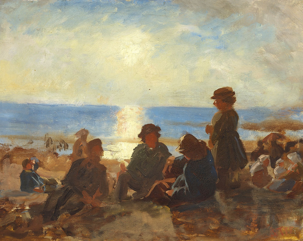 劳里特·图克森(Laurits Tuxen)作品《海滩上的渔民》高清下载