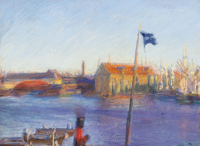 朱利叶斯·保尔森(Julius Paulsen)作品《海港景象》高清下载