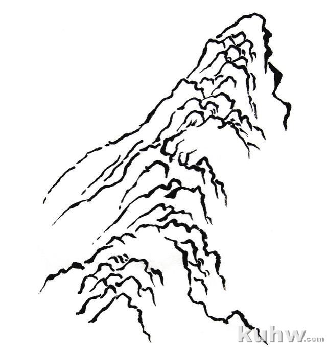 画山教程｜山的表现方法、山石墨法及山坡路径、泉水瀑布的画法