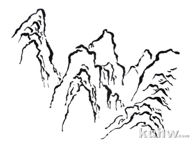画山教程｜山的表现方法、山石墨法及山坡路径、泉水瀑布的画法