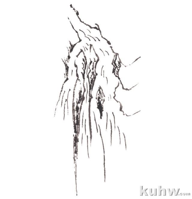 画山教程|山的表现方法、山石墨法及山坡路径、泉水瀑布的画法