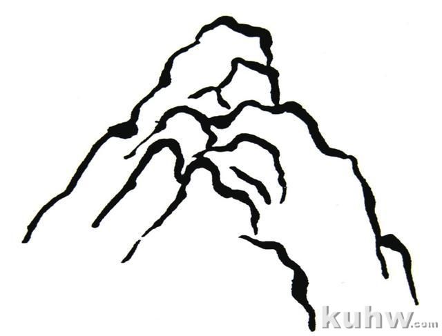 画山教程｜山的表现方法、山石墨法及山坡路径、泉水瀑布的画法